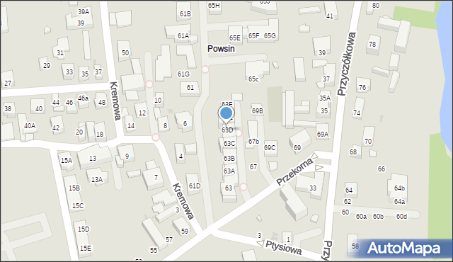 Warszawa, Przekorna, 63D, mapa Warszawy