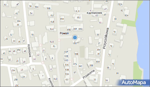 Warszawa, Przekorna, 65c, mapa Warszawy