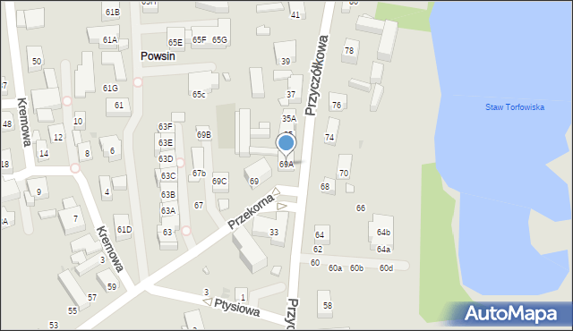 Warszawa, Przekorna, 69A, mapa Warszawy