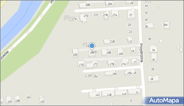 Warszawa, Przydrożna, 19C, mapa Warszawy