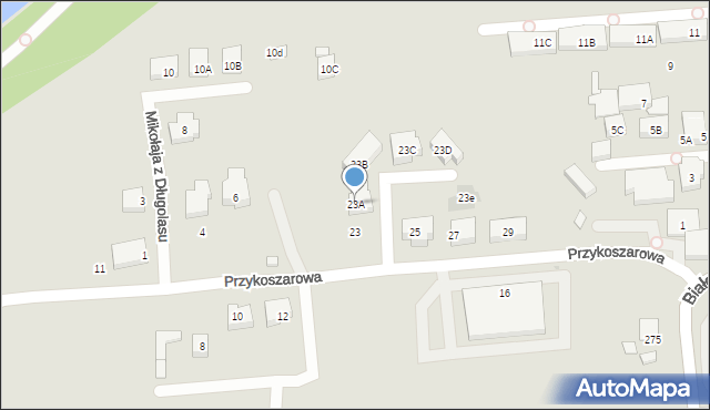 Warszawa, Przykoszarowa, 23A, mapa Warszawy