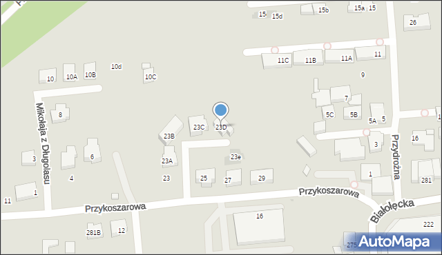Warszawa, Przykoszarowa, 23D, mapa Warszawy
