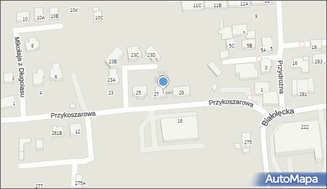 Warszawa, Przykoszarowa, 27A, mapa Warszawy