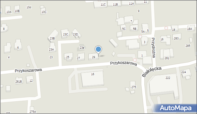 Warszawa, Przykoszarowa, 29A, mapa Warszawy