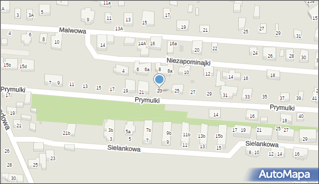 Warszawa, Prymulki, 23, mapa Warszawy