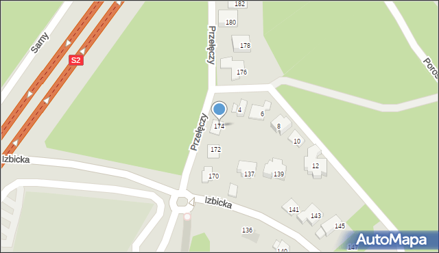 Warszawa, Przełęczy, 174, mapa Warszawy