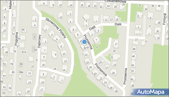 Warszawa, Promienna, 12, mapa Warszawy