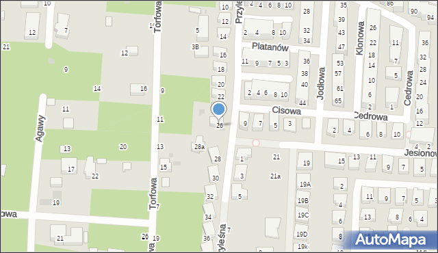 Warszawa, Przyleśna, 26, mapa Warszawy