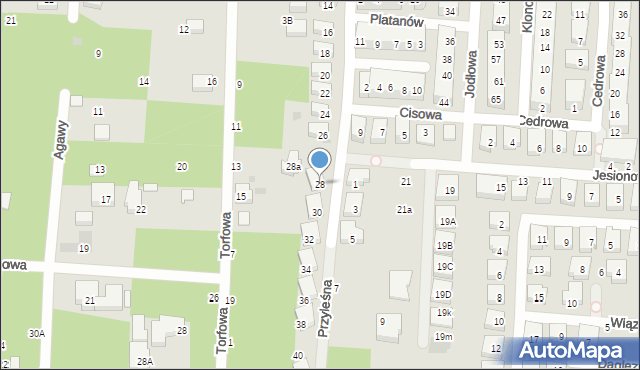Warszawa, Przyleśna, 28, mapa Warszawy