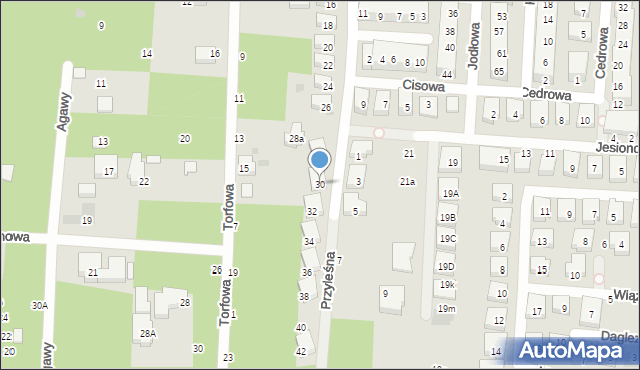 Warszawa, Przyleśna, 30, mapa Warszawy