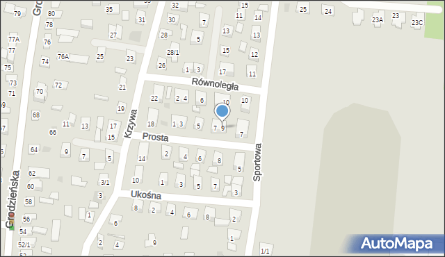 Wasilków, Prosta, 9, mapa Wasilków