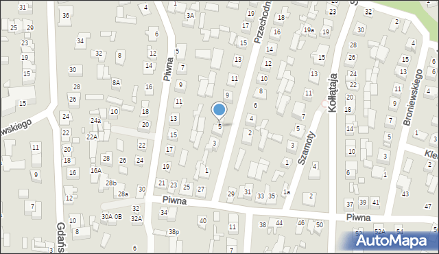 Węgrów, Przechodnia, 5, mapa Węgrów