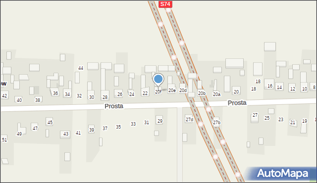 Węgrzynów, Prosta, 20f, mapa Węgrzynów