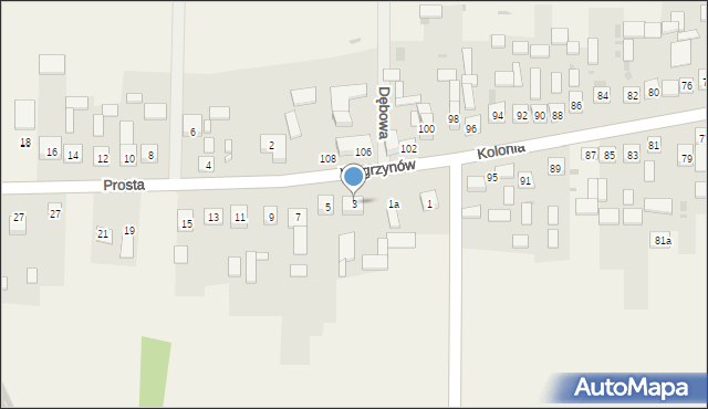 Węgrzynów, Prosta, 3, mapa Węgrzynów