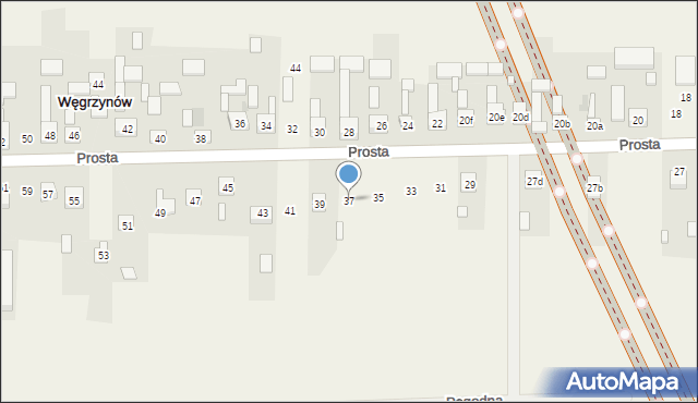 Węgrzynów, Prosta, 37, mapa Węgrzynów