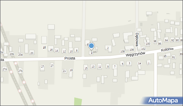 Węgrzynów, Prosta, 4, mapa Węgrzynów