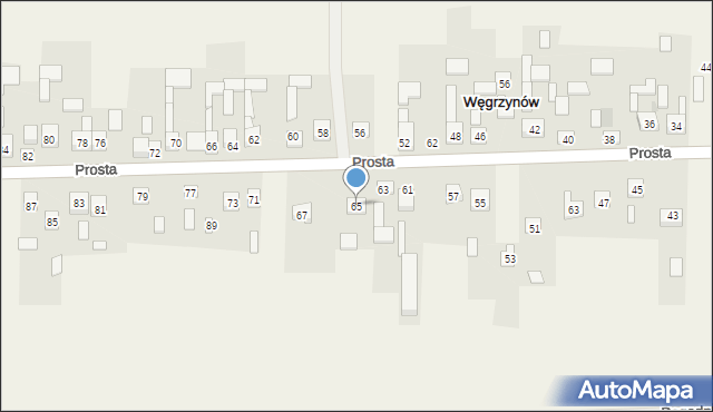 Węgrzynów, Prosta, 65, mapa Węgrzynów