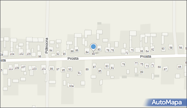 Węgrzynów, Prosta, 82, mapa Węgrzynów