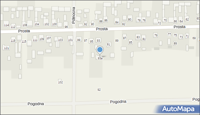 Węgrzynów, Prosta, 93a, mapa Węgrzynów