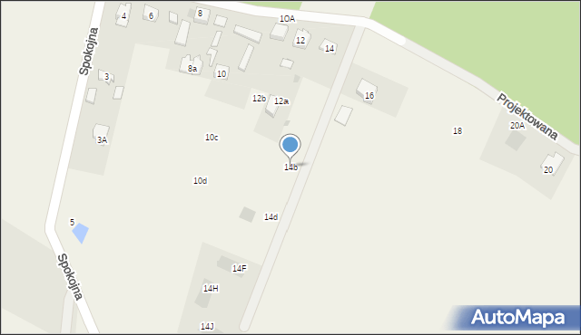 Wiązowna, Projektowana, 14b, mapa Wiązowna