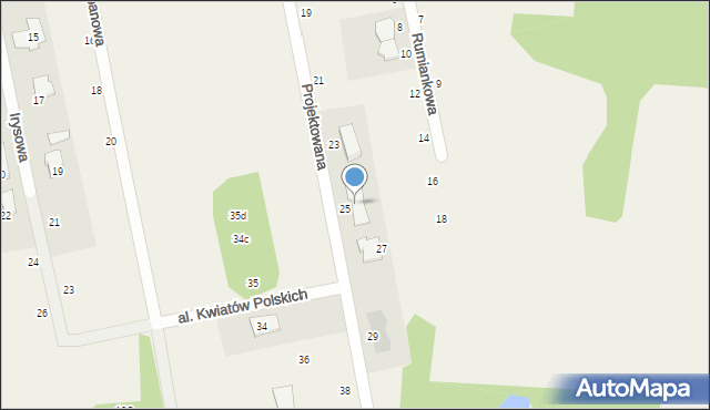 Wiązowna, Projektowana, 25A, mapa Wiązowna