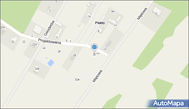 Wiązowna, Projektowana, 32, mapa Wiązowna