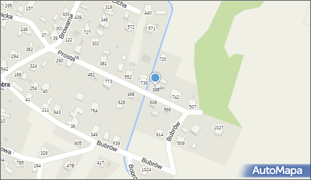 Wieprz, Prosta, 348, mapa Wieprz