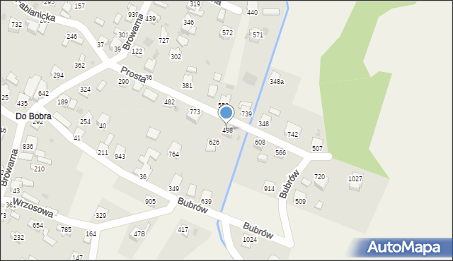Wieprz, Prosta, 498, mapa Wieprz