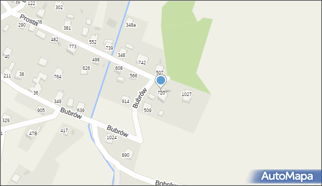 Wieprz, Prosta, 720, mapa Wieprz