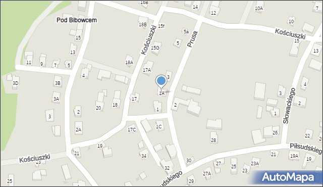 Wilamowice, Prusa Bolesława, 1A, mapa Wilamowice