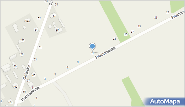 Wilcza Wólka, Prażmowska, 11, mapa Wilcza Wólka