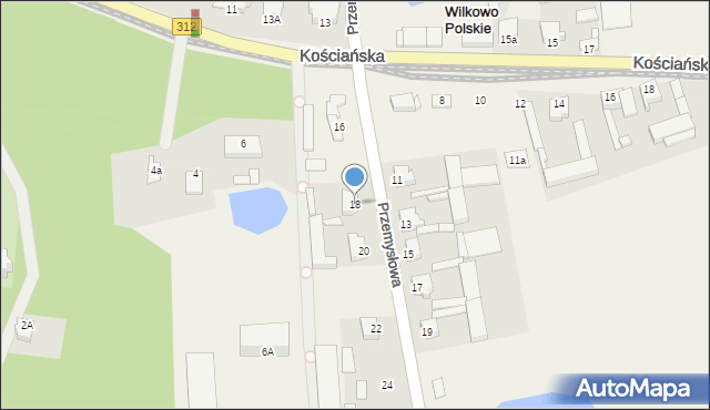 Wilkowo Polskie, Przemysłowa, 18, mapa Wilkowo Polskie