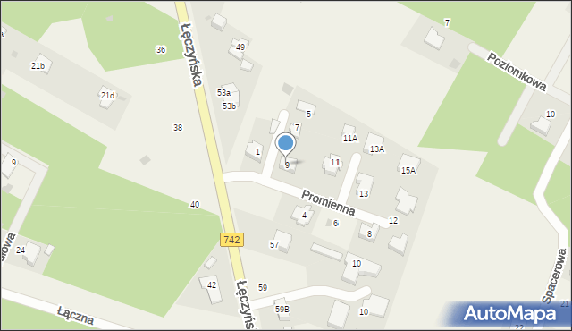 Włodzimierzów, Promienna, 9, mapa Włodzimierzów