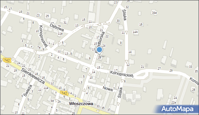 Włoszczowa, Przedborska, 18, mapa Włoszczowa