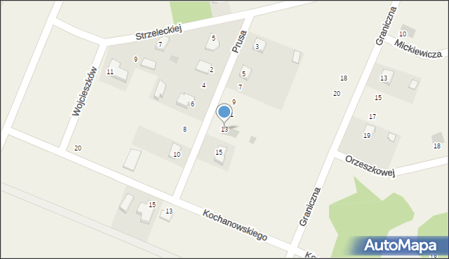 Wojcieszków, Prusa Bolesława, 13, mapa Wojcieszków