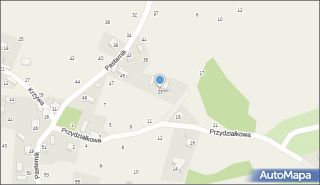 Wola Filipowska, Przydziałkowa, 13, mapa Wola Filipowska
