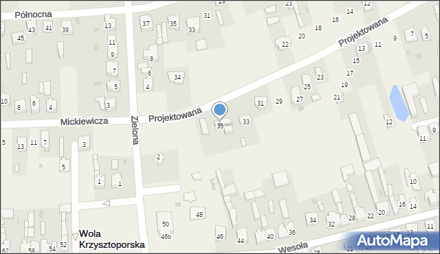 Wola Krzysztoporska, Projektowana, 35, mapa Wola Krzysztoporska