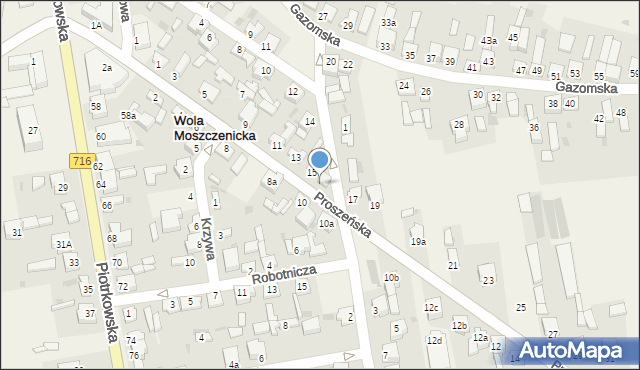 Wola Moszczenicka, Proszeńska, 15a, mapa Wola Moszczenicka