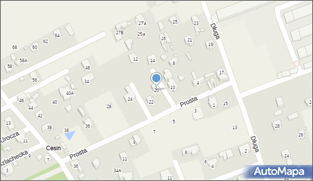 Wolica, Prosta, 20, mapa Wolica