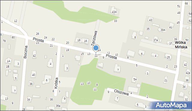 Wólka Mińska, Prosta, 11, mapa Wólka Mińska