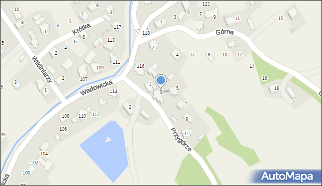 Woźniki, Przygórze, 3, mapa Woźniki