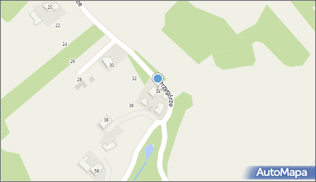 Woźniki, Przygórze, 34, mapa Woźniki