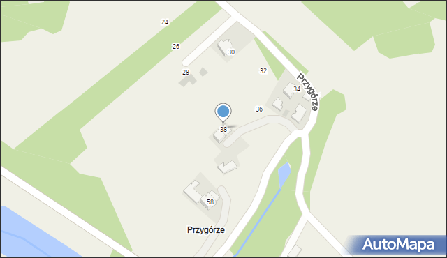 Woźniki, Przygórze, 38, mapa Woźniki