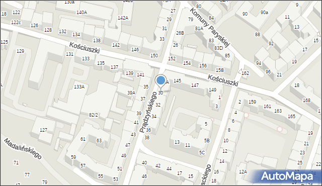 Wrocław, Prądzyńskiego Ignacego, gen., 30, mapa Wrocławia