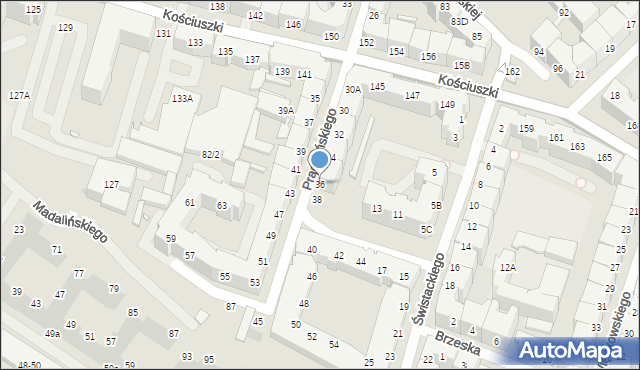 Wrocław, Prądzyńskiego Ignacego, gen., 36, mapa Wrocławia