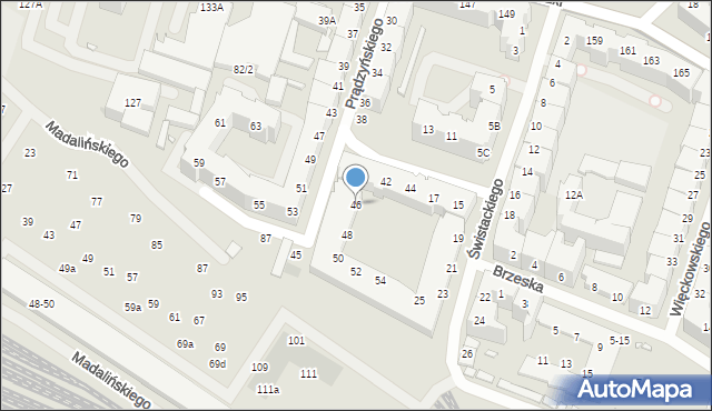 Wrocław, Prądzyńskiego Ignacego, gen., 46, mapa Wrocławia