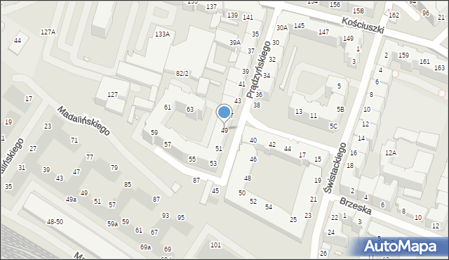 Wrocław, Prądzyńskiego Ignacego, gen., 49, mapa Wrocławia