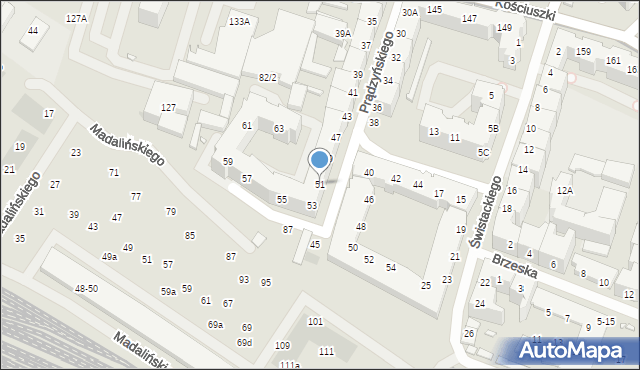 Wrocław, Prądzyńskiego Ignacego, gen., 51, mapa Wrocławia