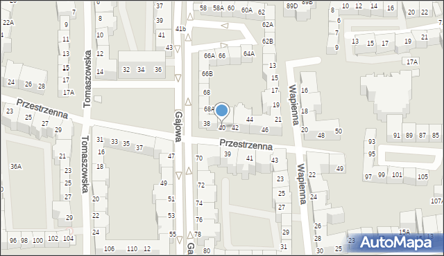 Wrocław, Przestrzenna, 40, mapa Wrocławia