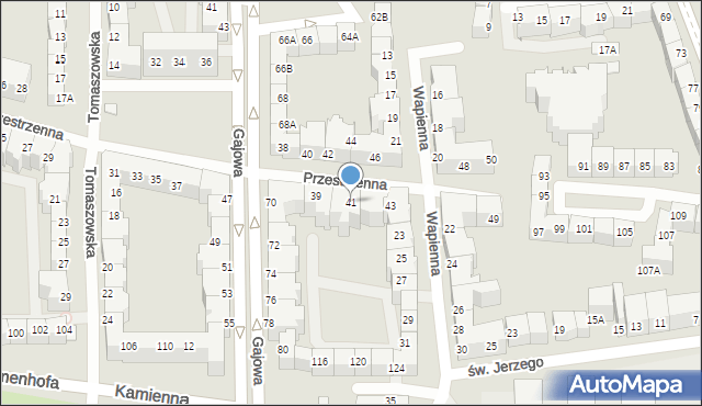 Wrocław, Przestrzenna, 41, mapa Wrocławia